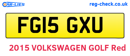 FG15GXU are the vehicle registration plates.