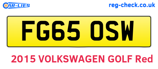 FG65OSW are the vehicle registration plates.