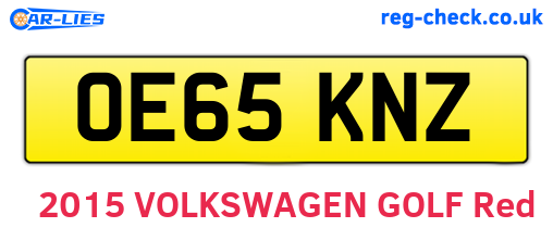 OE65KNZ are the vehicle registration plates.