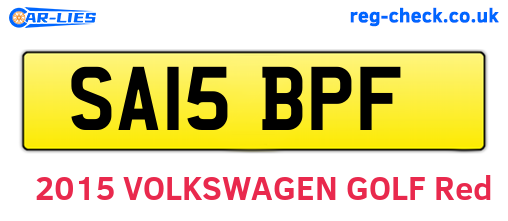 SA15BPF are the vehicle registration plates.
