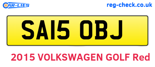 SA15OBJ are the vehicle registration plates.