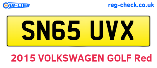 SN65UVX are the vehicle registration plates.