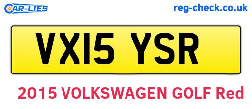 VX15YSR are the vehicle registration plates.