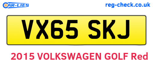 VX65SKJ are the vehicle registration plates.