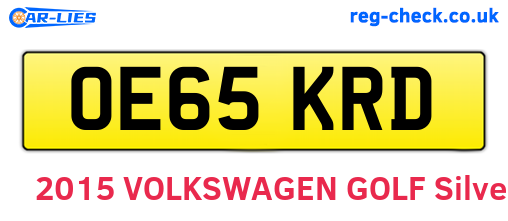 OE65KRD are the vehicle registration plates.