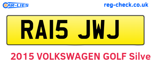 RA15JWJ are the vehicle registration plates.