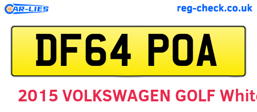 DF64POA are the vehicle registration plates.