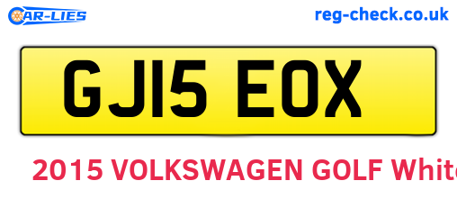 GJ15EOX are the vehicle registration plates.