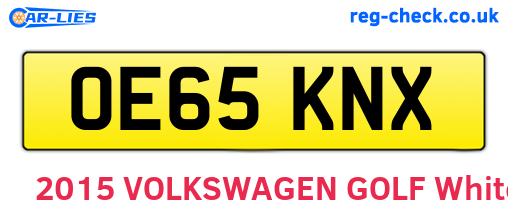 OE65KNX are the vehicle registration plates.