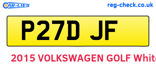 P27DJF are the vehicle registration plates.