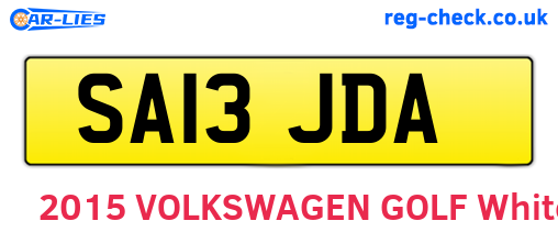 SA13JDA are the vehicle registration plates.