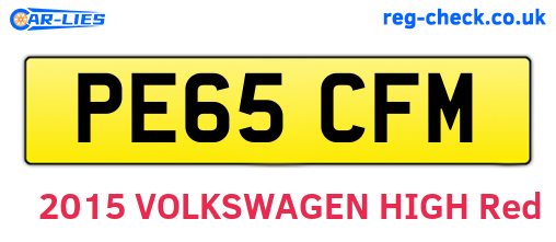 PE65CFM are the vehicle registration plates.