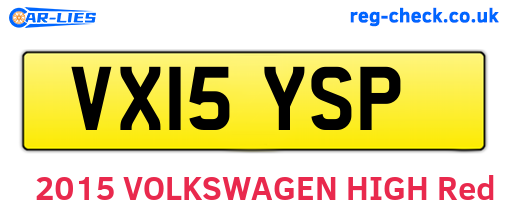 VX15YSP are the vehicle registration plates.