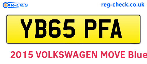 YB65PFA are the vehicle registration plates.