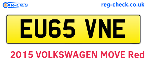 EU65VNE are the vehicle registration plates.