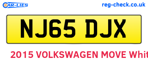 NJ65DJX are the vehicle registration plates.