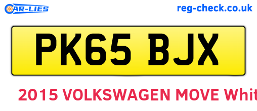 PK65BJX are the vehicle registration plates.