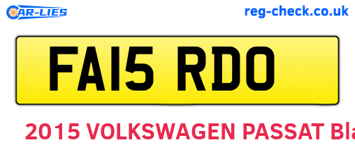 FA15RDO are the vehicle registration plates.