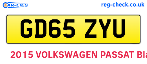 GD65ZYU are the vehicle registration plates.