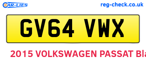 GV64VWX are the vehicle registration plates.