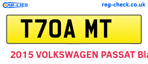 T70AMT are the vehicle registration plates.
