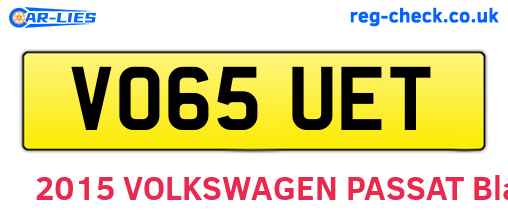 VO65UET are the vehicle registration plates.