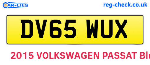 DV65WUX are the vehicle registration plates.