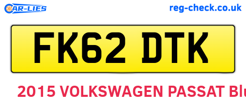 FK62DTK are the vehicle registration plates.