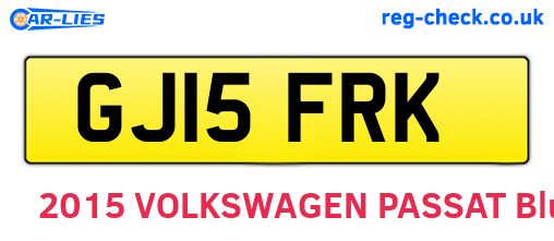 GJ15FRK are the vehicle registration plates.