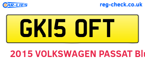 GK15OFT are the vehicle registration plates.