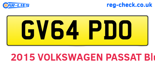 GV64PDO are the vehicle registration plates.