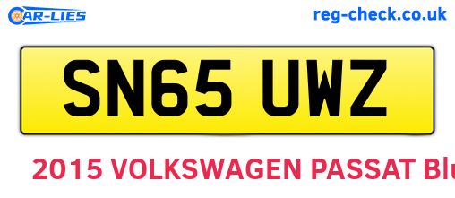 SN65UWZ are the vehicle registration plates.
