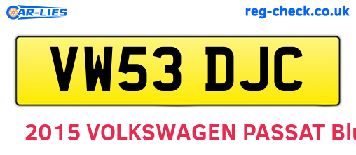 VW53DJC are the vehicle registration plates.