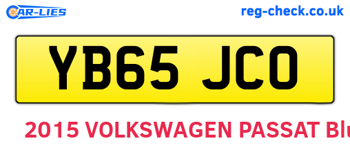 YB65JCO are the vehicle registration plates.