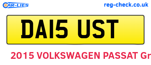 DA15UST are the vehicle registration plates.