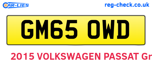 GM65OWD are the vehicle registration plates.