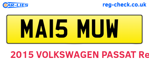 MA15MUW are the vehicle registration plates.