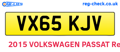 VX65KJV are the vehicle registration plates.