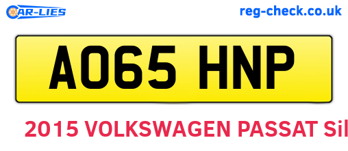 AO65HNP are the vehicle registration plates.