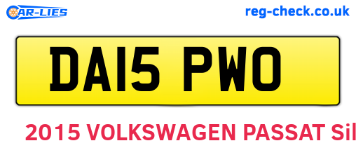 DA15PWO are the vehicle registration plates.