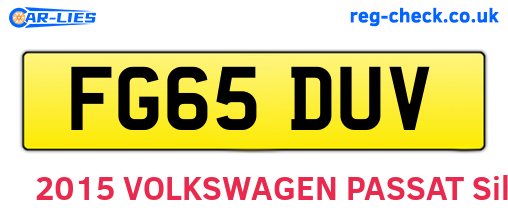 FG65DUV are the vehicle registration plates.