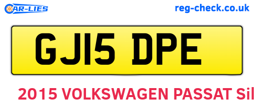 GJ15DPE are the vehicle registration plates.
