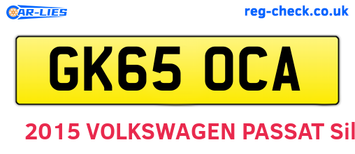 GK65OCA are the vehicle registration plates.