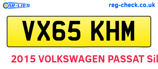 VX65KHM are the vehicle registration plates.