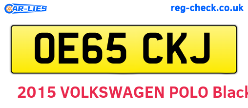 OE65CKJ are the vehicle registration plates.