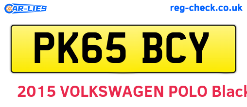 PK65BCY are the vehicle registration plates.