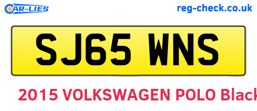 SJ65WNS are the vehicle registration plates.