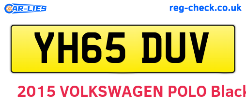 YH65DUV are the vehicle registration plates.