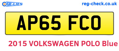 AP65FCO are the vehicle registration plates.