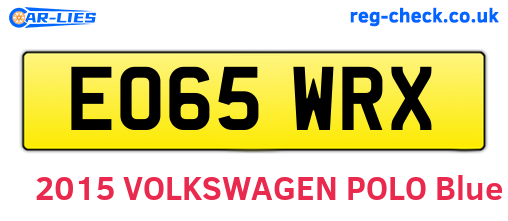 EO65WRX are the vehicle registration plates.